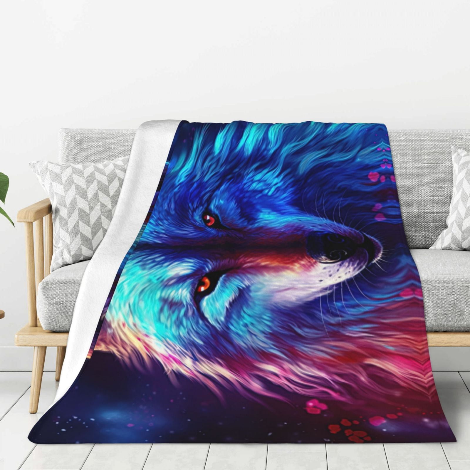 Neon Floral Wolves Ultra-Soft Micro Fleece Blanket 60
