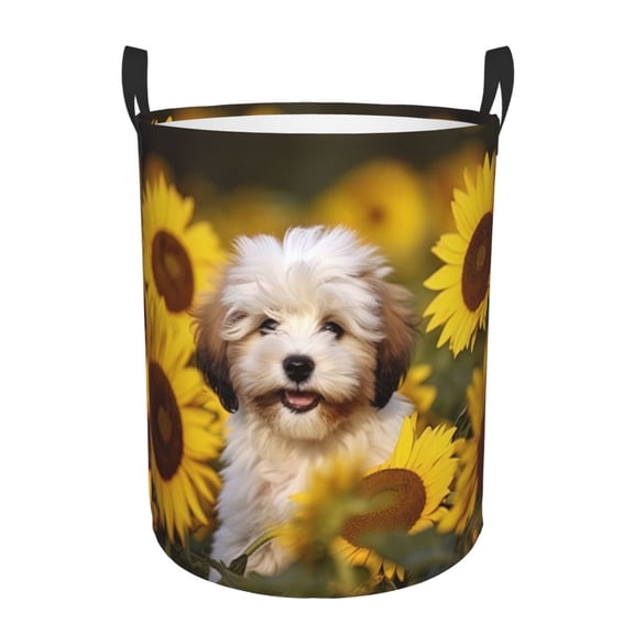 PHELIKA Havanese Dog Puppy 04 Laundry Hamper Waterproof Foldable Oxford Fabric Organizer Large Storage Bins For Dirty Clothes Round Baby Laundry Basket Toy Organizer Baskets