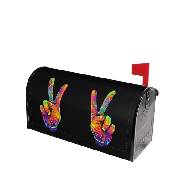 PHELIKA Hippie Hand Fingers Peace Magnetic Mailbox Covers Post Letter Box Cover Standard Size 21"H x 18"W