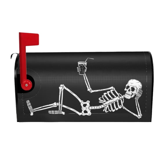 PHELIKA Human Skeleton Cocktail Funny Skull Magnetic Mailbox Covers Standard Size 21"H x 18"W