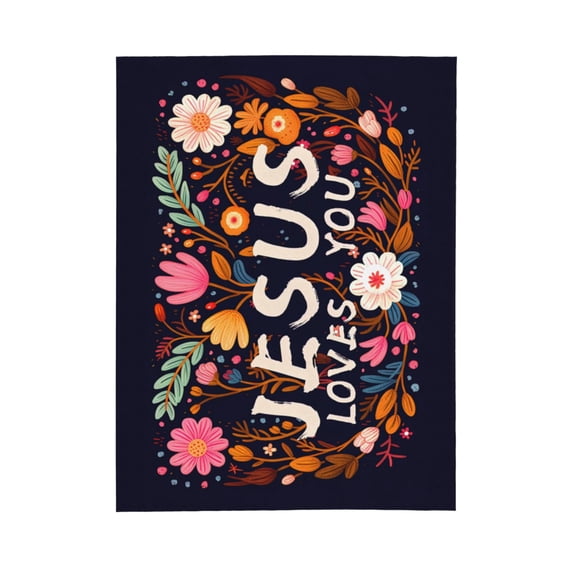 PHELIKA Jesus Loves You Christian Monogram 02 All Season Soft Throw Blanket Lightweight Flannel Fleece Blankets 50"x40"