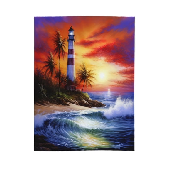 PHELIKA Lighthouse Beach Garden Summer 07 All Season Soft Throw Blanket Lightweight Flannel Fleece Blankets 60"x50"