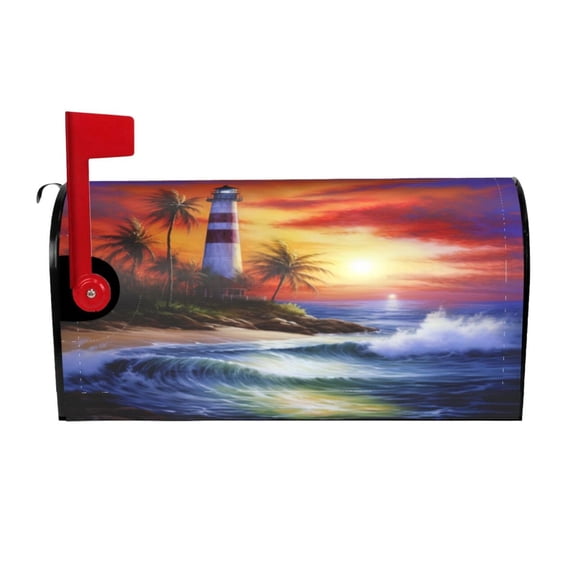 PHELIKA Lighthouse Beach Garden Summer 07 Magnetic Mailbox Covers Standard Size 25.5"H x 21"W