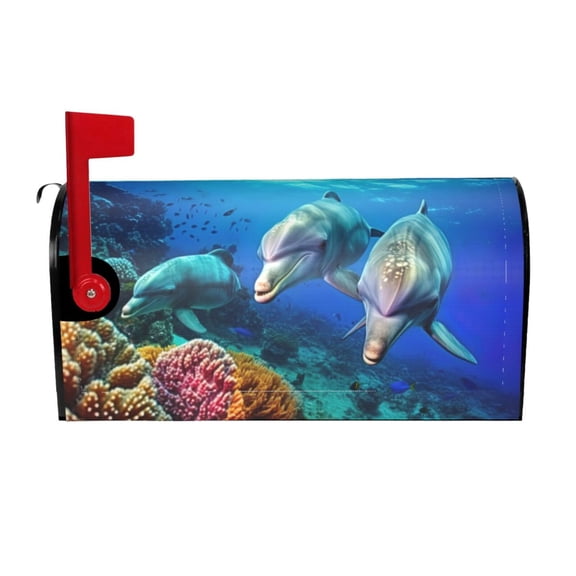 PHELIKA Ocean Sea Animal Dolphin 02 Magnetic Mailbox Covers Standard Size 25.5"H x 21"W