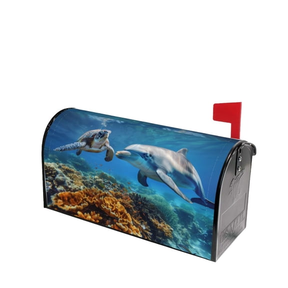 PHELIKA Ocean Sea Animal Turtle Dolphin 07 Magnetic Mailbox Covers Post Letter Box Cover Standard Size 25.5"H x 21"W