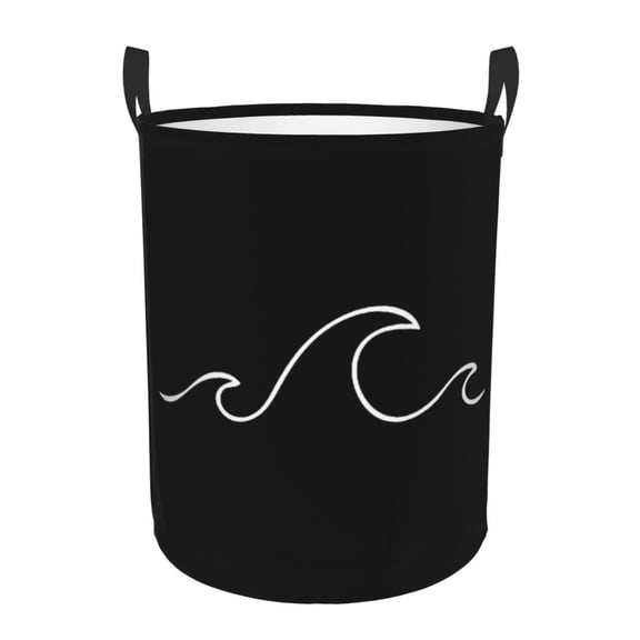 PHELIKA Ocean Wave Laundry Hamper Waterproof Foldable Oxford Fabric Organizer Large Storage Bins For Dirty Clothes Round Baby Laundry Basket Toy Organizer Baskets