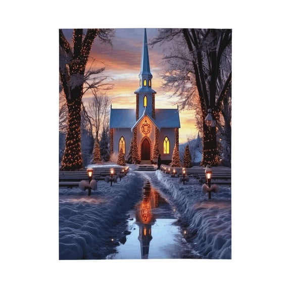 PHELIKA Old Christmas Church 03 All Season Soft Throw Blanket Lightweight Flannel Fleece Blankets 50"x40"