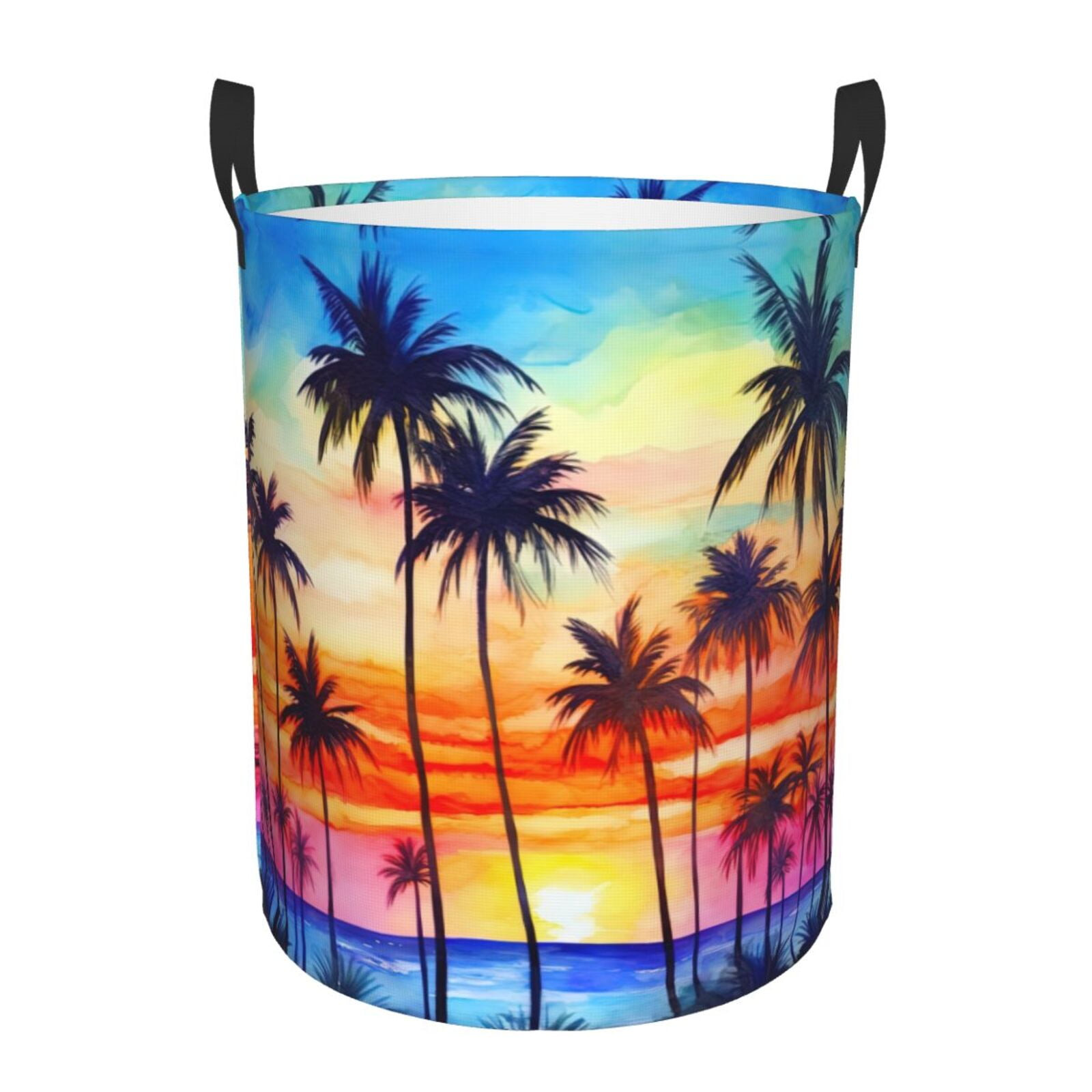 Pink Palm Tree Hawaiian Print Laundry Basket