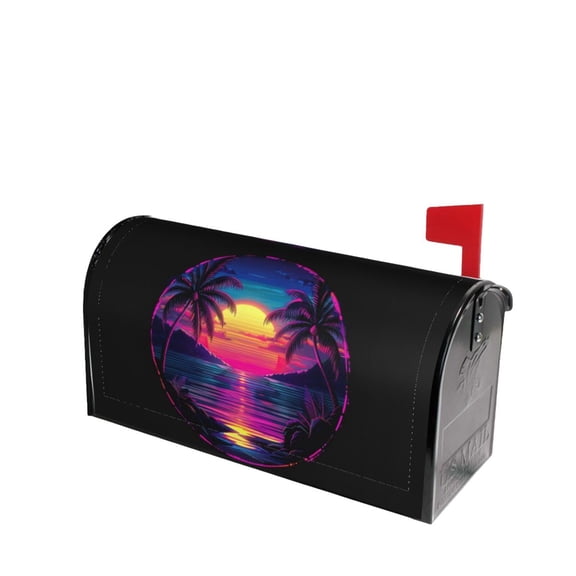 PHELIKA Palm Trees Tropical Sunsets Beach Landscape Summer Magnetic Mailbox Covers Standard Size 25.5"H x 21"W