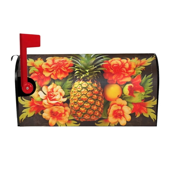 PHELIKA Pineapple Scrolls Classic Flower Fruit 01 Mailbox Covers Magnetic Mailbox Wraps Post Letter Box Cover Mailwrap Garden Home Decor Standard Size 25.5"H x 21"W