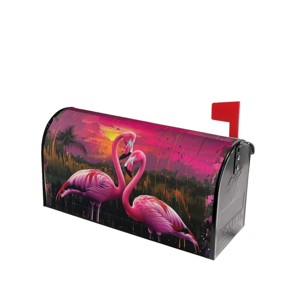 PHELIKA Pink Flamingo 02 Magnetic Mailbox Covers Post Letter Box Cover Standard Size 25.5"H x 21"W