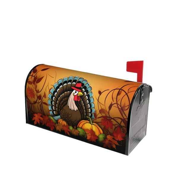 PHELIKA Pumpkin Thanksgiving Turkey Fall 02 Magnetic Mailbox Covers Post Letter Box Cover Standard Size 25.5"H x 21"W