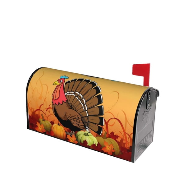 PHELIKA Pumpkin Thanksgiving Turkey Fall 03 Magnetic Mailbox Covers Post Letter Box Cover Standard Size 25.5"H x 21"W