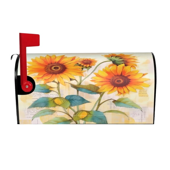 PHELIKA Retro Sunflowers 03 Magnetic Mailbox Covers Standard Size 21"H x 18"W