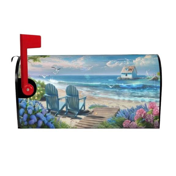 PHELIKA Seaside Escape Summer 02 Magnetic Mailbox Covers Standard Size 21"H x 18"W