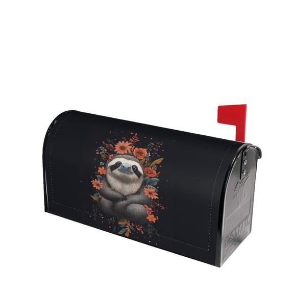 PHELIKA Sloth & Flowers 2 Magnetic Mailbox Covers Standard Size 25.5"H x 21"W