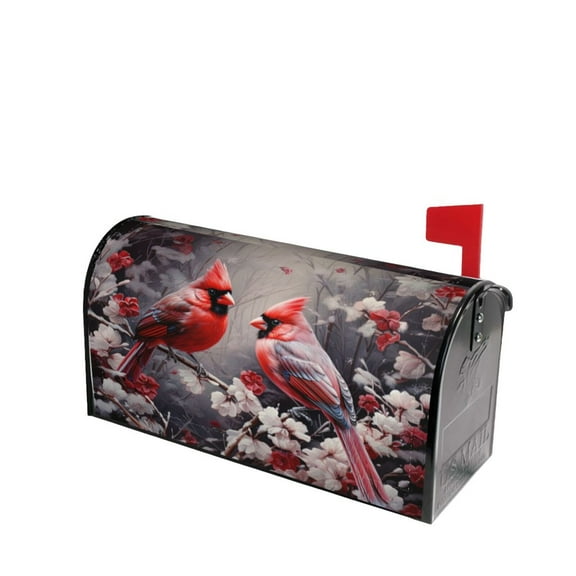 PHELIKA Snow Red Cardinal Winter Birds 08 Magnetic Mailbox Covers Post Letter Box Cover Standard Size 25.5"H x 21"W