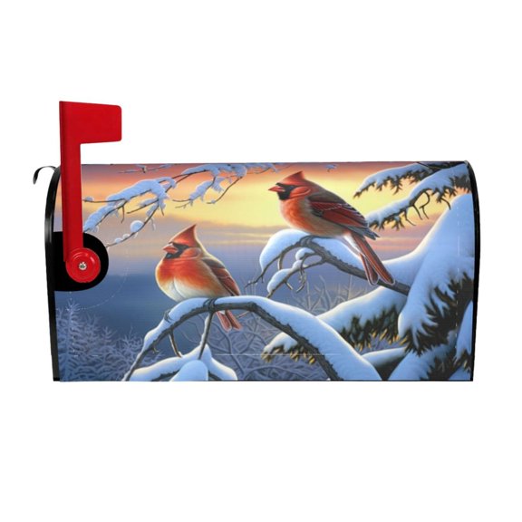 PHELIKA Snow Winter Bird 05 Mailbox Covers Magnetic Mailbox Wraps Post Letter Box Cover Mailwrap Garden Home Decor Standard Size 25.5"H x 21"W