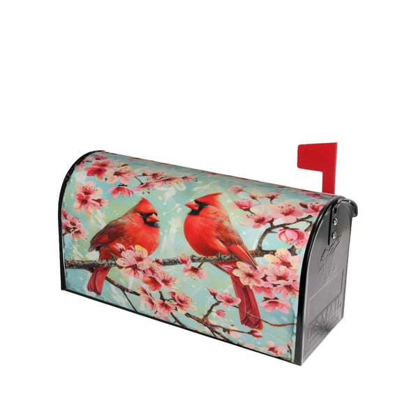 PHELIKA Spring Cardinal Birds 01 Magnetic Mailbox Covers Post Letter Box Cover Standard Size 21"H x 18"W