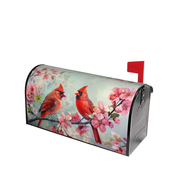 PHELIKA Spring Cardinal Birds 03 Magnetic Mailbox Covers Post Letter Box Cover Standard Size 21"H x 18"W