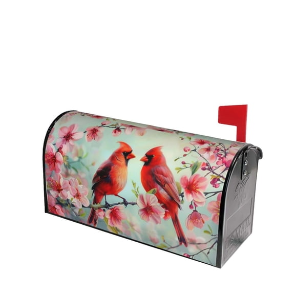 PHELIKA Spring Cardinal Birds 06 Magnetic Mailbox Covers Post Letter Box Cover Standard Size 25.5"H x 21"W