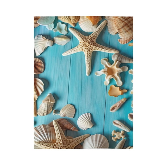 PHELIKA Summer Seashell Beach Starfish 01 All Season Soft Throw Blanket Lightweight Flannel Fleece Blankets 60"x50"