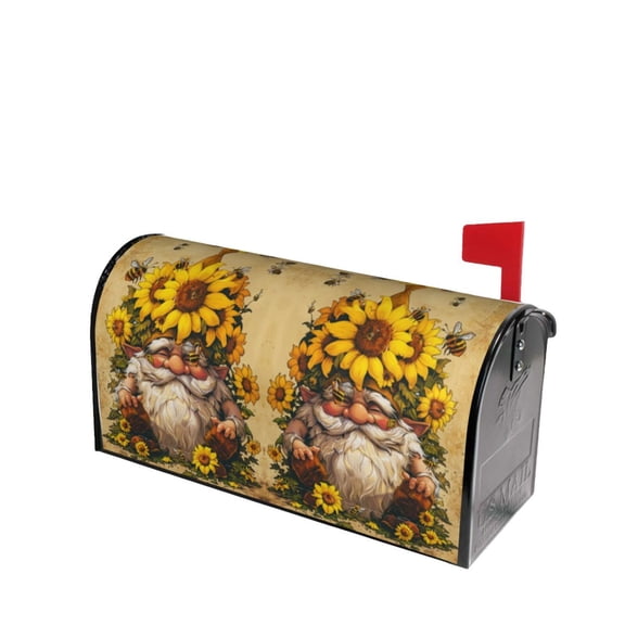 PHELIKA Sun Flowers Sunflower Gnome 04 Magnetic Mailbox Covers Post Letter Box Cover Standard Size 25.5"H x 21"W