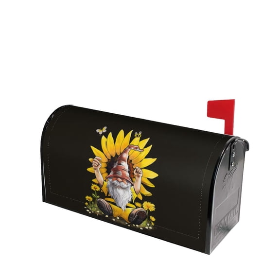 PHELIKA Sun Flowers Sunflower Gnome 07 Magnetic Mailbox Covers Post Letter Box Cover Standard Size 25.5"H x 21"W