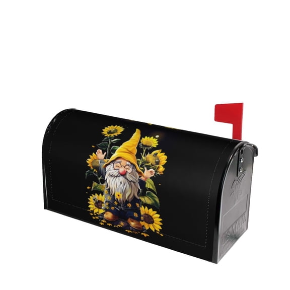 PHELIKA Sun Flowers Sunflower Gnome 09 Magnetic Mailbox Covers Post Letter Box Cover Standard Size 25.5"H x 21"W