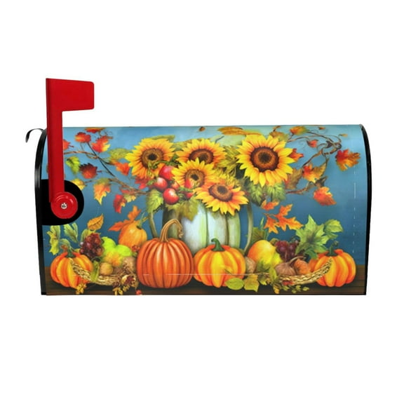 PHELIKA Sunflower Fall Bird Welcome 01 Magnetic Mailbox Covers Standard Size 25.5"H x 21"W