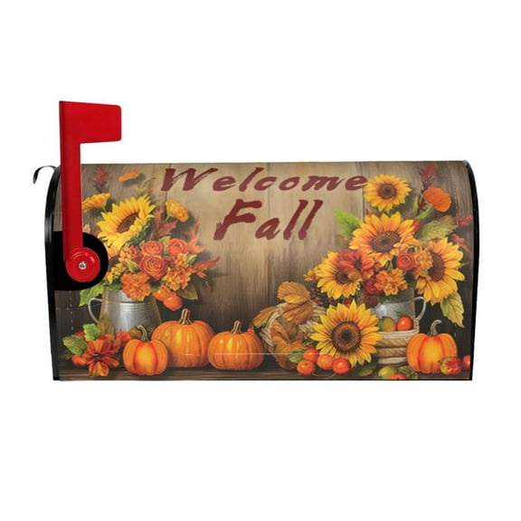 PHELIKA Sunflower Fall Bird Welcome 03 Magnetic Mailbox Covers Standard Size 25.5"H x 21"W
