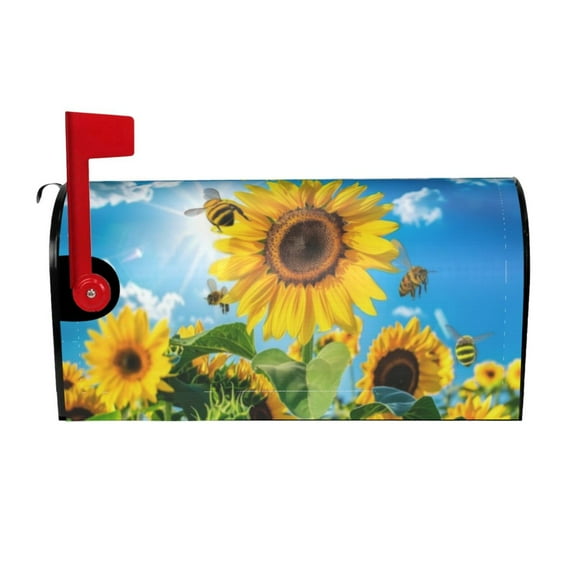 PHELIKA Sunflowers And Bees Summer 01 Magnetic Mailbox Covers Standard Size 25.5"H x 21"W