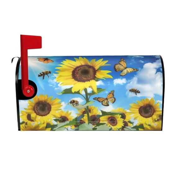 PHELIKA Sunflowers And Bees Summer 02 Magnetic Mailbox Covers Standard Size 21"H x 18"W