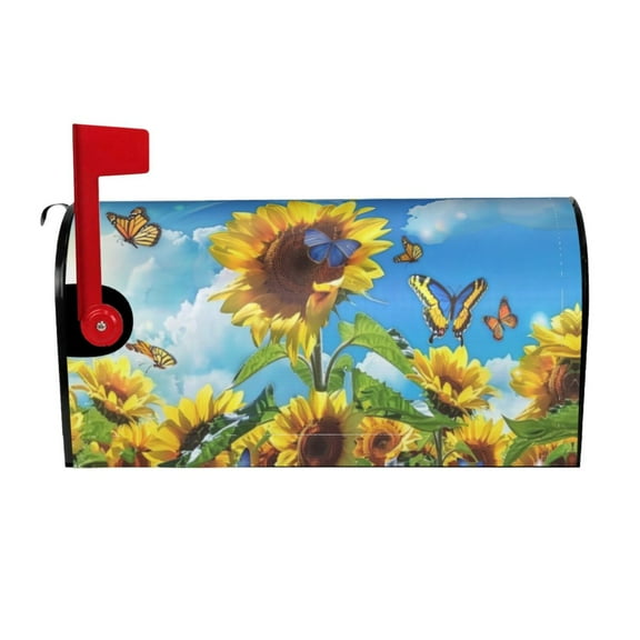 PHELIKA Sunflowers And Bees Summer 04 Magnetic Mailbox Covers Standard Size 25.5"H x 21"W