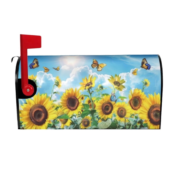 PHELIKA Sunflowers And Butterflys Summer 01 Magnetic Mailbox Covers Standard Size 25.5"H x 21"W