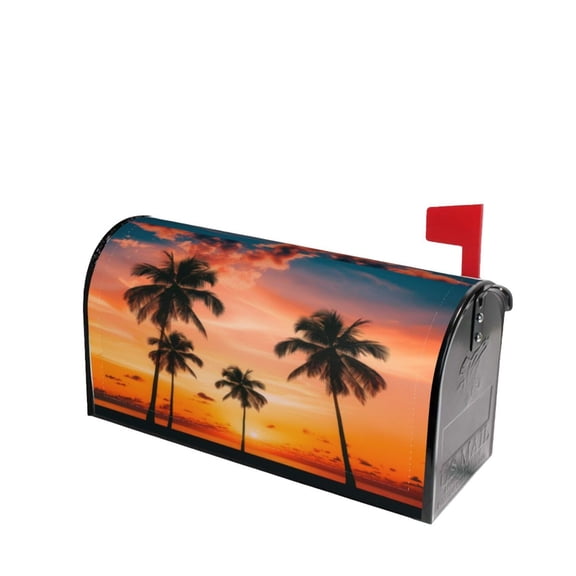 PHELIKA Sunset Palm Trees 06 Magnetic Mailbox Covers Post Letter Box Cover Standard Size 25.5"H x 21"W