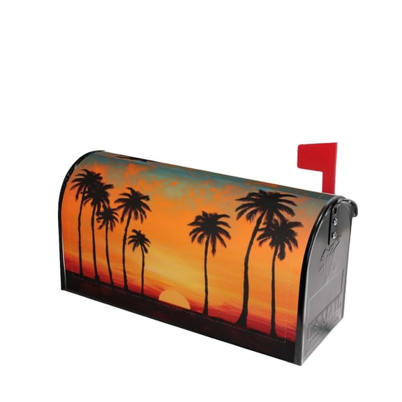 PHELIKA Sunset Palm Trees 08 Magnetic Mailbox Covers Post Letter Box Cover Standard Size 21"H x 18"W