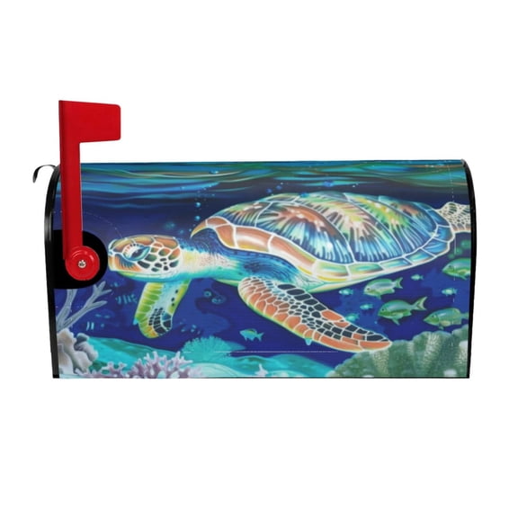 PHELIKA Swimming Sea Turtle Summer 01 Magnetic Mailbox Covers Standard Size 21"H x 18"W