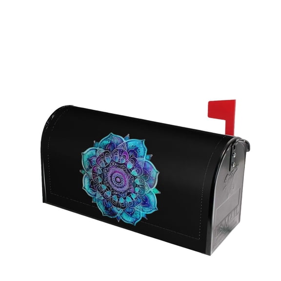 PHELIKA Teal And Purple Mandala 04 Magnetic Mailbox Covers Post Letter Box Cover Standard Size 25.5"H x 21"W