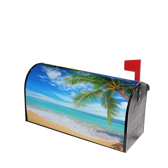 PHELIKA Tropical Beach And Palm Tree 02 Magnetic Mailbox Covers Post Letter Box Cover Standard Size 21"H x 18"W