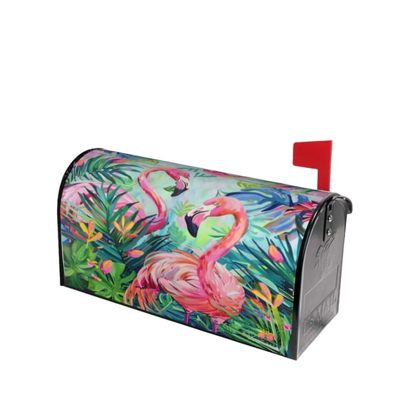 PHELIKA Tropical Pink Flamingo 02 Magnetic Mailbox Covers Standard Size 25.5"H x 21"W