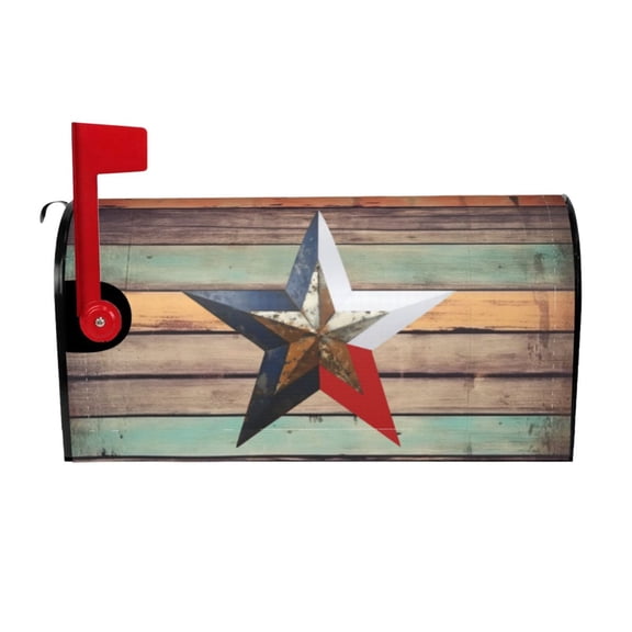 PHELIKA Vintage Old Wooden Texture American Star Texas 03 Magnetic Mailbox Covers Standard Size 25.5"H x 21"W