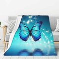 thumbnail image 1 of PHELIKA Water Flying Blue Butterfly 04 Flannel Blanket Lightweight Cozy Bed Blanket Soft Throw Blanket Fits Couch Sofa Suitable For All Season 60x80 Inch For Kids Women Men, 1 of 9