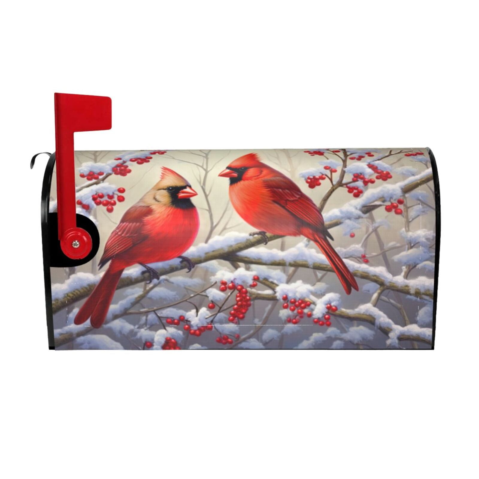 Cardinal Spring Flowers Magnetic Mailbox Cover – Standard Size, Waterproof, Easy To Install