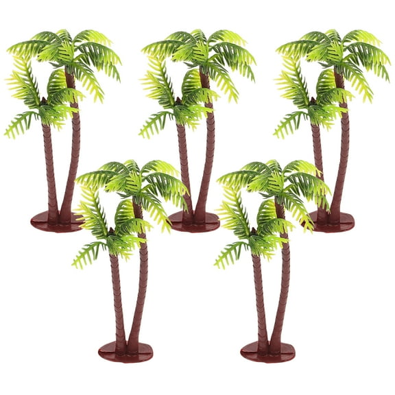 PHENOFICE 5Pcs Plastic Coconut Palm Model Trees Artificial Trees Miniature Plant for Cake Decorations Pots Bonsai Craft Micro Landscape DIY Decor