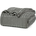 thumbnail image 1 of PHF 100% Cotton Waffle Weave Blanket, Lightweight King Washed Blanket for Bed Sofa Home Decor, Dark Grey, 108"x90", 1 of 9
