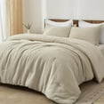 thumbnail image 1 of PHF 3-Piece Waffle Weave Comforter Set King Size, Lightweight Comfy Bedding Set for All Season, Ultra Soft Textured 1 Comforter with 2 Pillow Shams, Linen, 1 of 7