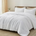 thumbnail image 1 of PHF 3-Piece Waffle Weave Comforter Set Queen Size, Lightweight Comfy Bedding Set for All Season, Ultra Soft Textured 1 Comforter with 2 Pillow Shams, White, 1 of 7