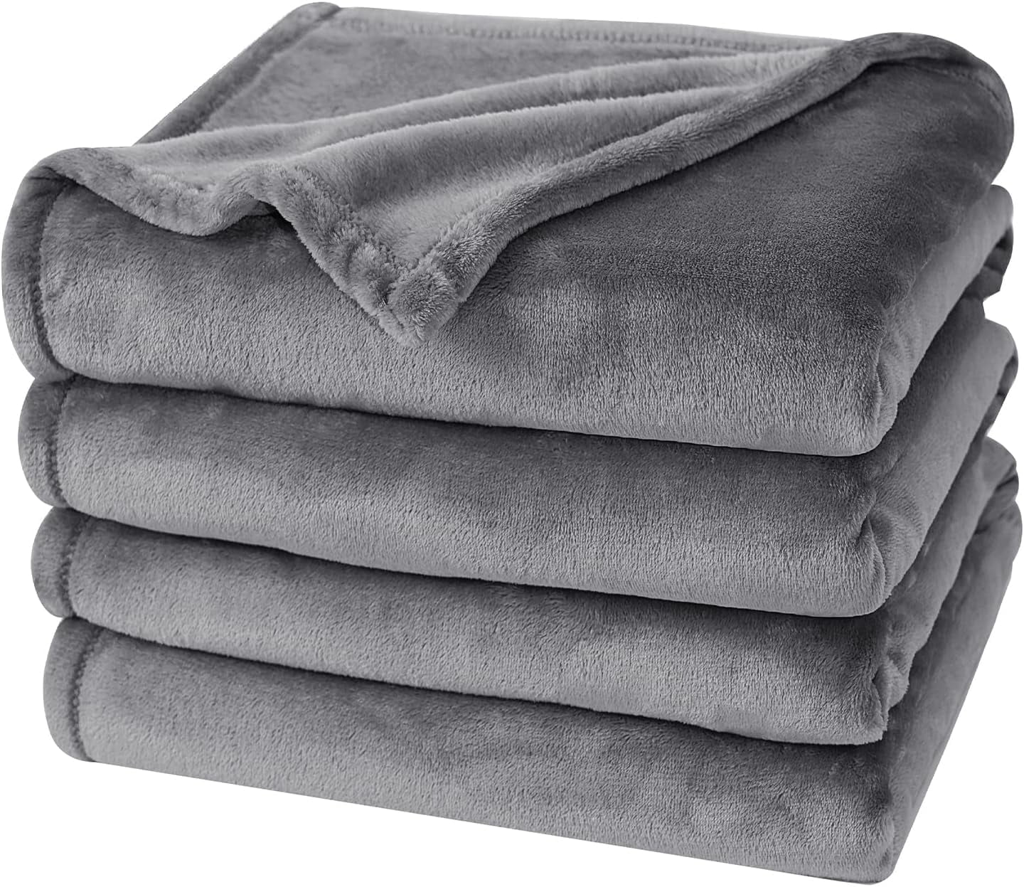 PHF Fleece Queen Blanket, Fuzzy Soft Lightweight Blankets for Bed, Sofa, Suitable for All Season, Grey, 90x90 inches