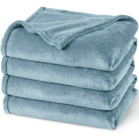 PHF Fleece Queen Blanket, Fuzzy Soft Lightweight Blankets for Bed, Sofa, Suitable for All Season, Dusty Blue, 90x90 inches